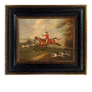 "Fox Hunting Scene" Contemporary Reproduction Print on Canvas After Sartorius, Framed For Sale