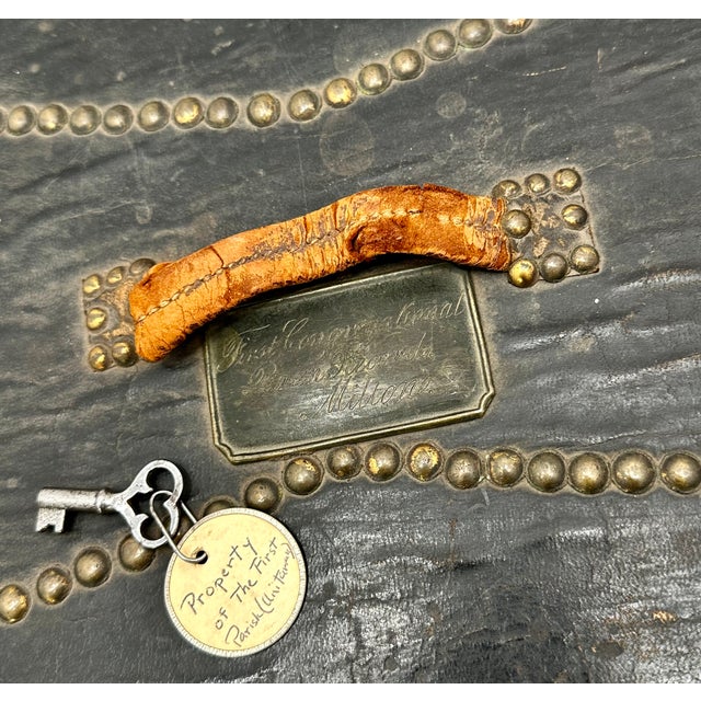 Mid 19th Century Original Antique Locking Document Box From Milton Massachusetts First Congregational Church Parish - Circa Mid 19th Century For Sale - Image 5 of 18