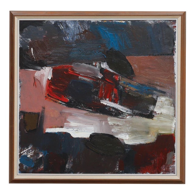 Valter Gibson, Swedish Composition, 1953, Oil on Canvas, Framed For Sale