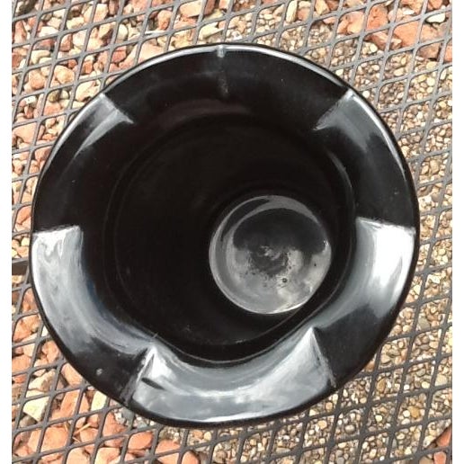 Mid-Century Modern Vintage Black Milk Glass Basket Weave Vase For Sale - Image 3 of 5