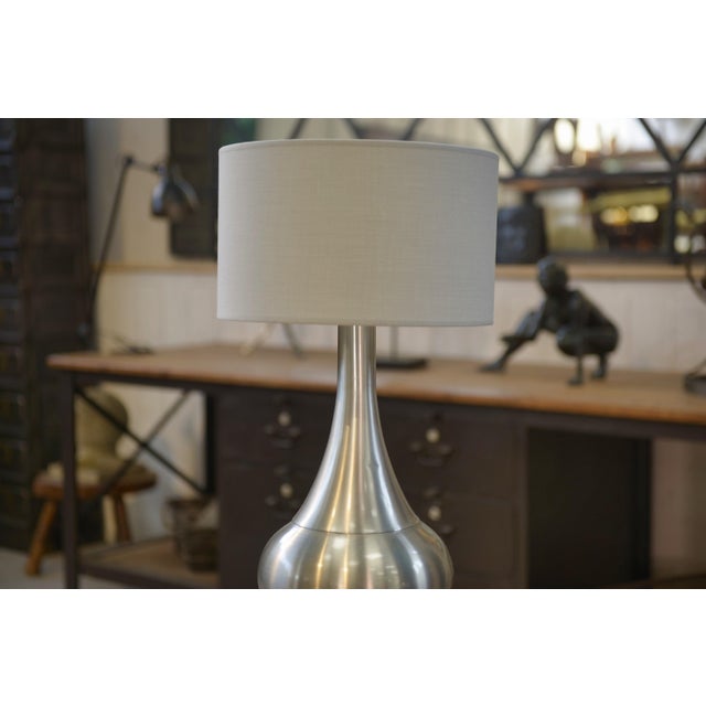Vintage Table Lamp in Brushed Aluminum, 1970s For Sale - Image 6 of 10