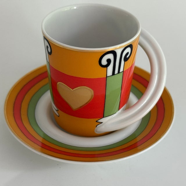 Postmodern cup and saucer set "Espresso collector's cup" by Sybille Ruge for Rosenthal Studio-Line, circa 1990s. This...