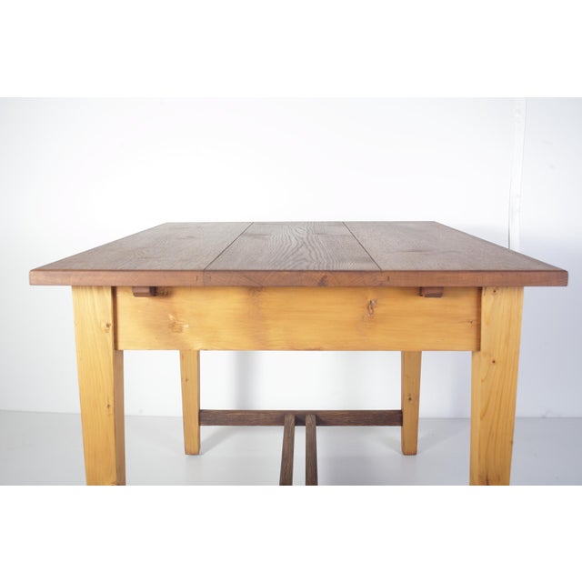 Folk Art Table and Chairs in Oak and Spruce Wood, 1920s, Set of 5 For Sale - Image 6 of 18