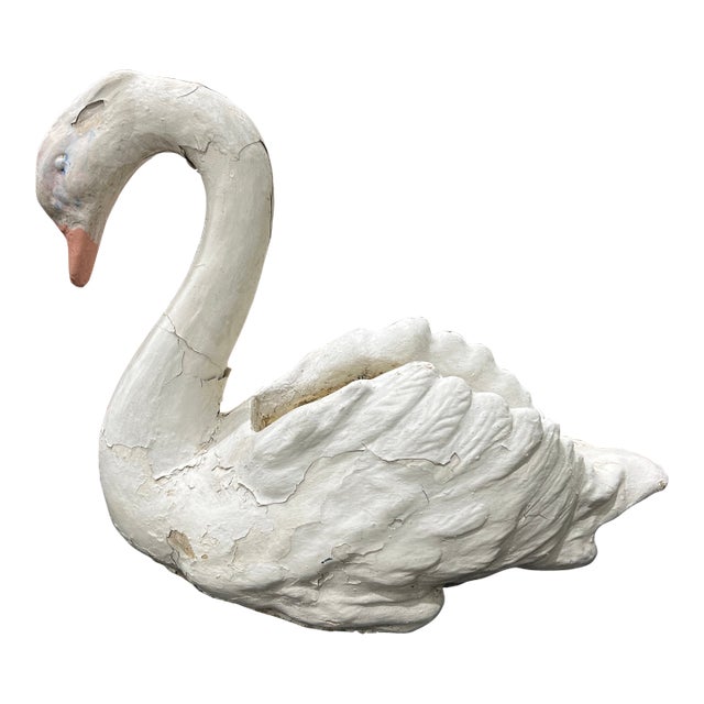 Antique Concrete Garden Swan Planter For Sale