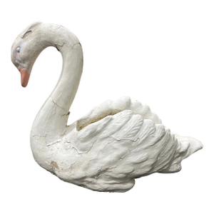 Antique Concrete Garden Swan Planter