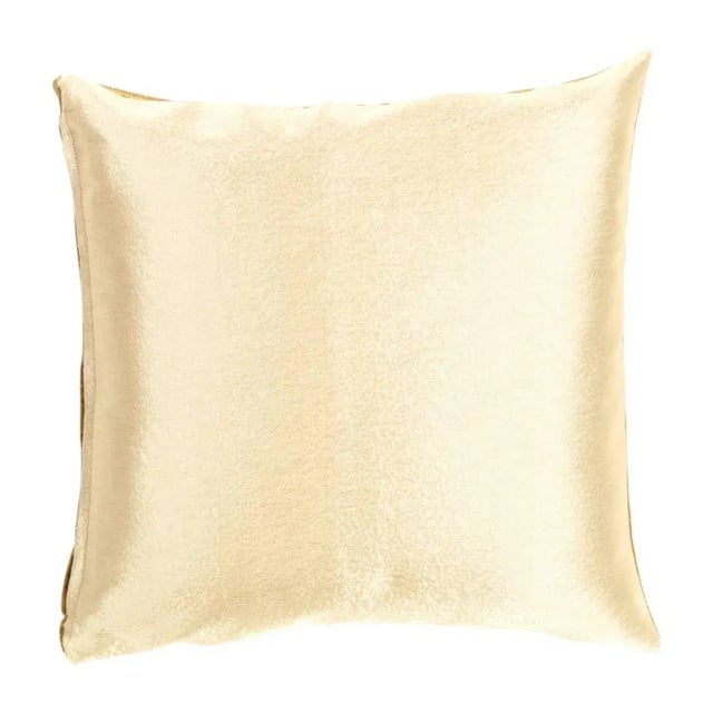 Modern Gold, Leather, Decorative Pillow, Cushion, Living Room For Sale - Image 3 of 4