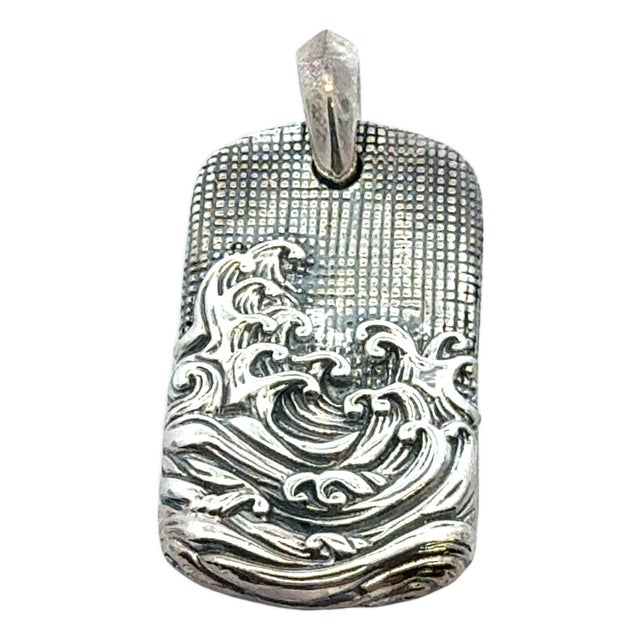 1990s David Yurman Waves Amulet Sterling Silver Estate For Sale
