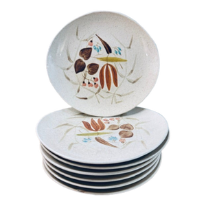 1960s Set of 9 Mid-Century Modern Red Wing Pottery Random Harvest Bread & Butter Plate