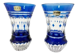 Cut-to Clear Small Crystal Vases from Val Saint Lambert, Set of 2