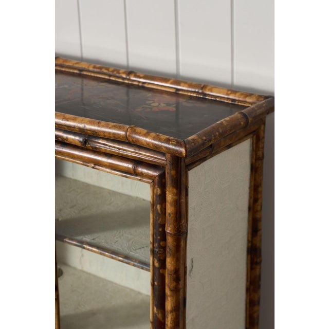 19th Century Tortoise Bamboo 2-Door Glass Front Cabinet For Sale In Charleston - Image 6 of 14