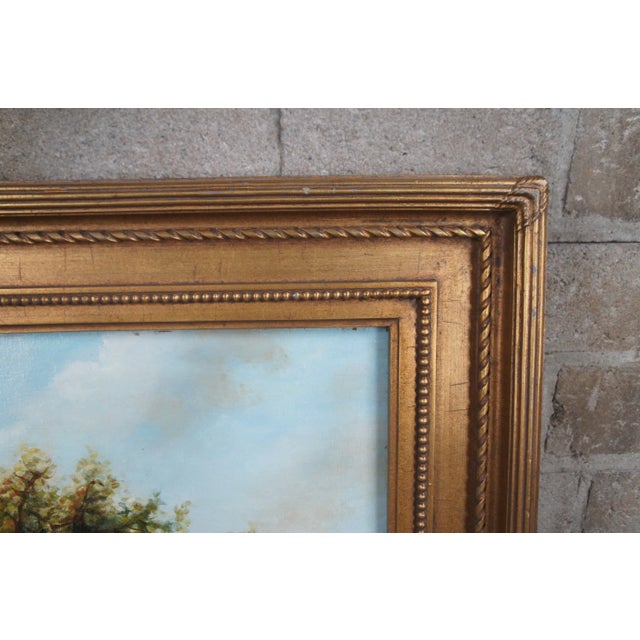 20th Century Realist Pastoral Landscape Oil Painting on Canvas Countryside Cows, Framed For Sale - Image 4 of 12