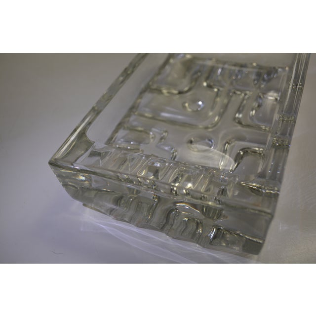 Mid-Century Modern Att. To Vladislav Urban Mid 20th Century Clear Glass Rectangle Ashtray Czech Retro For Sale - Image 3 of 12