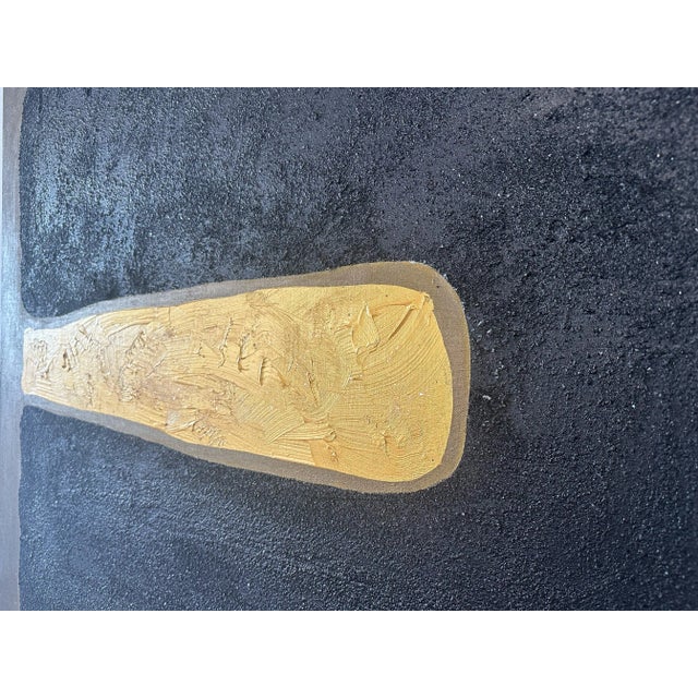 Gold and Carbon Painting on Spanish Linen Minimalist Painting For Sale - Image 4 of 6