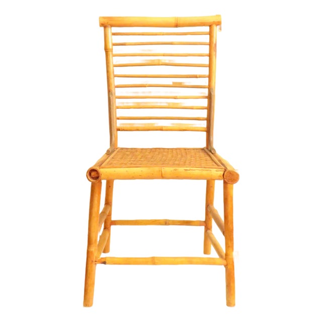 1970s Boho Chic Bamboo & Woven Cane Chair For Sale