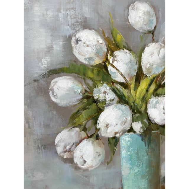 Contemporary Impressionistic Floral Still Life Original Oil Painting For Sale - Image 3 of 10