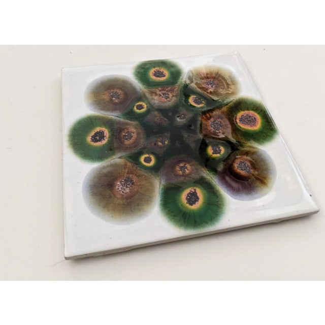 Alan Wallwork Studio Pottery Tile on H&R Johnson blank Featuring Shimmery Earthtone colors Display as is on an easel, lay...