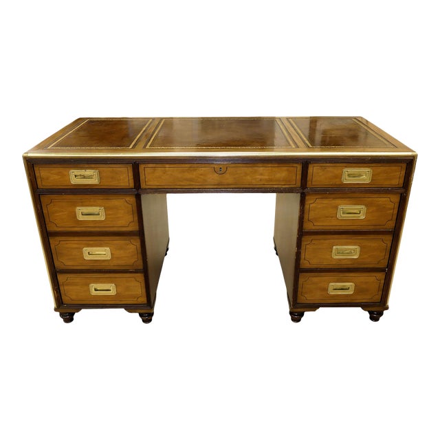Vintage Baker Furniture Campaign Style Desk Chairish