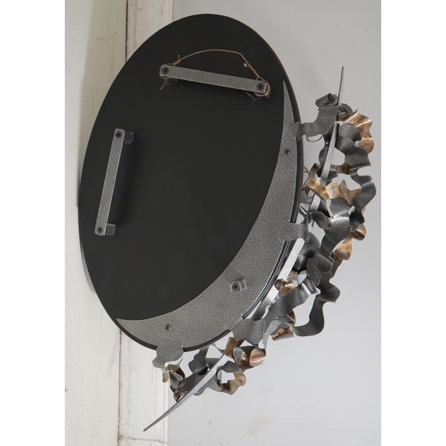 Silver Mid Century Style Abstract Art Deco Oval Wall Mirror For Sale - Image 8 of 8