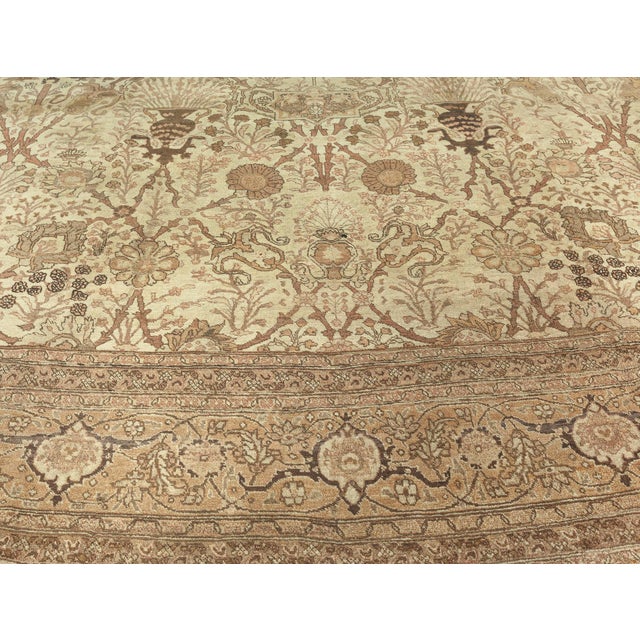 Antique Persian Tabriz Botanic Gray Handmade Wool Rug For Sale - Image 4 of 8