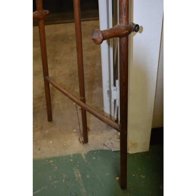 Vintage 1900s Oak Stick & Ball Asian Wooden Picture Easel Stand For Sale - Image 4 of 11