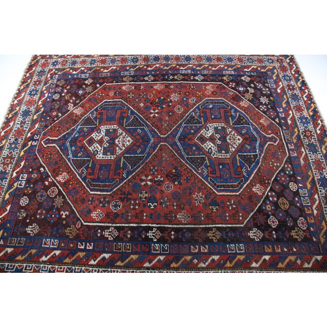 Antique Tribal Persian Rug With Geometric Medallions – Early 20th Century -5' 7'' X 6' 7'' For Sale In Tampa - Image 6 of 15