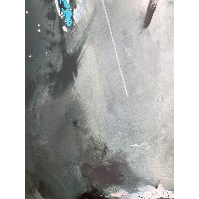 "Sings My Soul" Oversized Lyrical Abstraction Painting in Dark Green and Blue by Stacey Warnix For Sale - Image 11 of 15