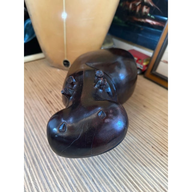Mid 20th Century Mid 20th Century Large Hand Carved Wooden Hippopotamus For Sale - Image 5 of 7