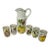 Mid-Century Japanese Hand-Painted Fruit Relief Pitcher & Tumbler Set - 6 Pieces For Sale