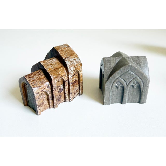 Gothic Gothic Architectural Study in Hand Carved Marble, a Collection of 5, Dated 1912 For Sale - Image 3 of 11