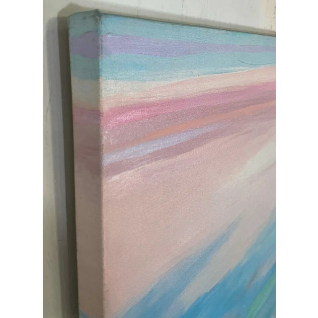 Modern Beach Scene Oil on Canvas Painting in Pastel Colors - 3 Pieces For Sale - Image 3 of 13