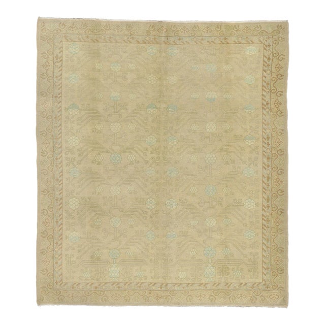 Vintage Earth-Tone Khotan Rug, 08'06 X 09'07 For Sale