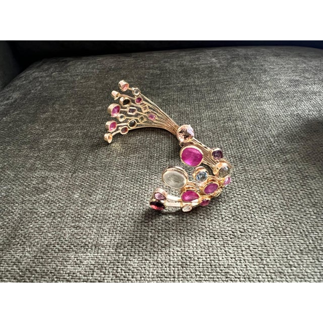 Bochic “Capri” Natural Ruby & Multi Natural Gem Cuff Set In 18K Gold & Silver For Sale - Image 10 of 18