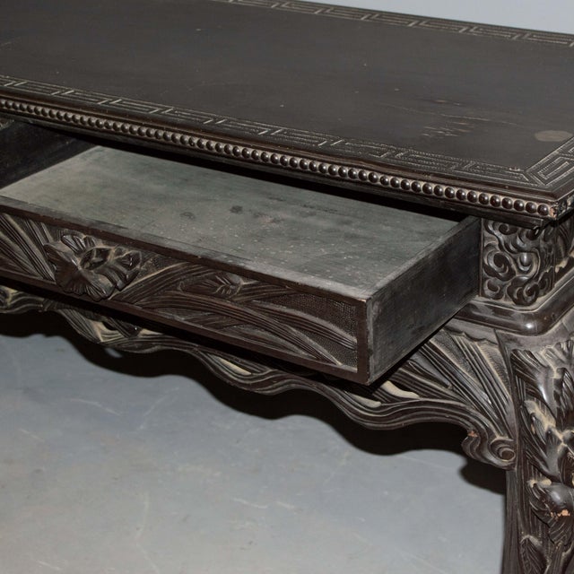 Antique Japanese Black Lacquer Console Table For Sale In Denver - Image 6 of 7