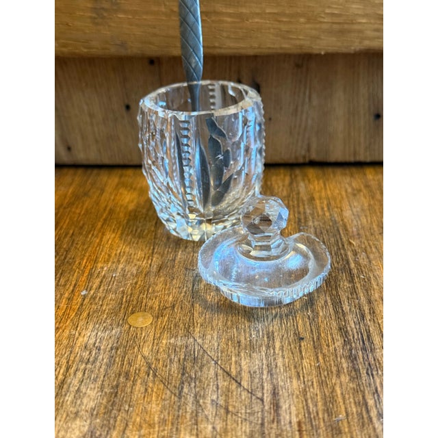 American Antique American Brilliant Cut Glass Condiment Jelly Jar W/Lid 1976-1914 For Sale - Image 3 of 9
