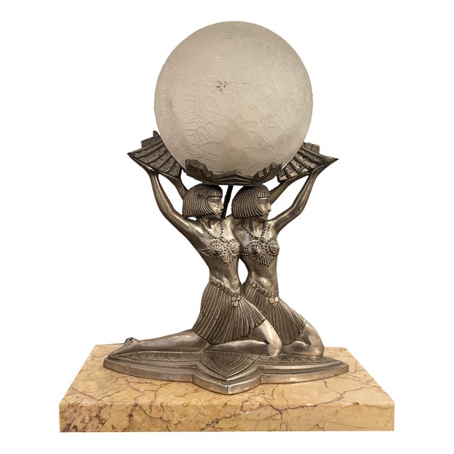 Art Deco Table Lamp with Female Figure, 1930 For Sale