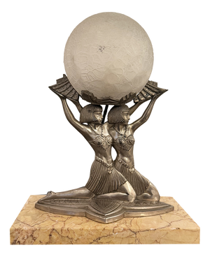Art Deco Table Lamp with Female Figure, 1930