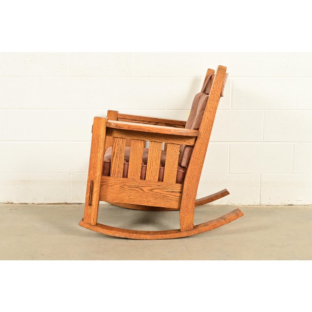 Harden Furniture Antique Mission Oak Arts & Crafts Rocking Chair, Circa 1910 For Sale - Image 11 of 13