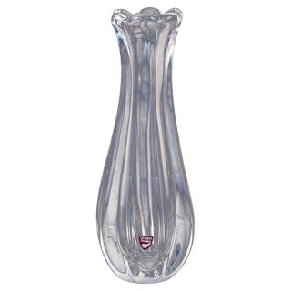 Siljan Art Glass Vase in Clear Glass by Jan Johansson for Orrefors, Sweden For Sale