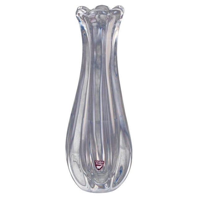 Siljan Art Glass Vase in Clear Glass by Jan Johansson for Orrefors, Sweden For Sale