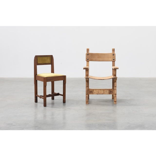 A striking Spanish Brutalist armchair crafted from solid wood, distinguished by its sculptural presence and handcrafted...