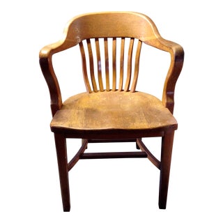Vintage Oak Desk Chair For Sale