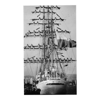 Sailors Line the Yards of Tall Ship in Puerto Rico Photograph For Sale