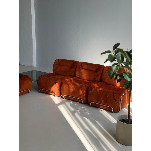 1970s Italian Modernism Burnt Orange Modular Sofa, 1970s For Sale - Image 5 of 9