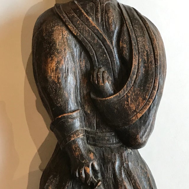 Late 19th Century Vintage French Carved Breton Brittany Wood Wounded Soldier Wall Plaque For Sale - Image 5 of 8