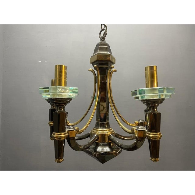 Black Brass & Crystal Chandelier from Lampart Milano, 1970s For Sale - Image 8 of 12
