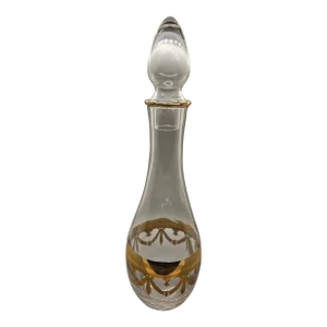 Vintage Cristallerie Italiane 24k Gold Clear Decanter Flask Bottle - New - Italy