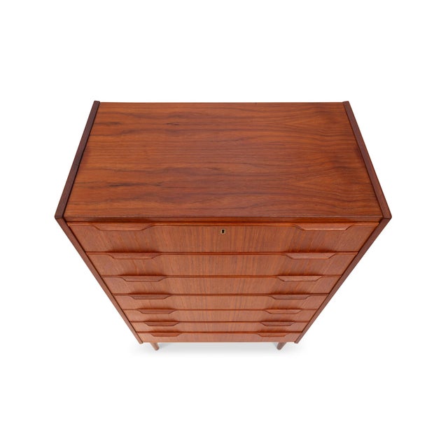 Vintage Danish Mid-Century Teak 7 Drawer Tallboy Dresser 1960s For Sale - Image 10 of 10