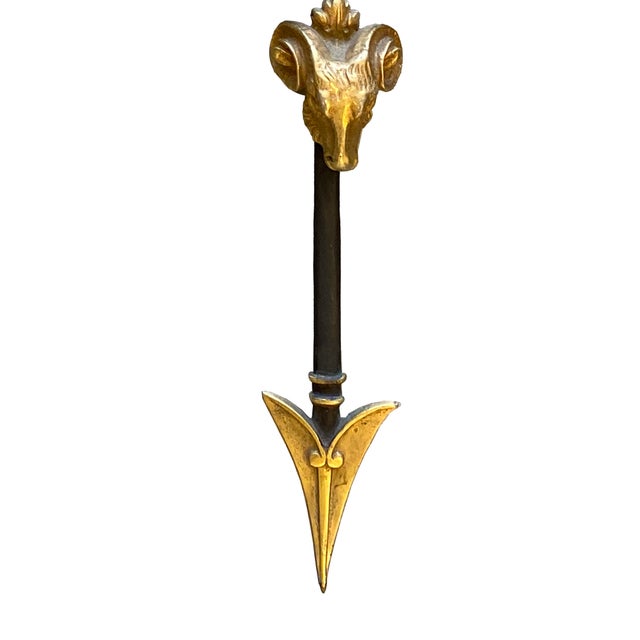Metal Pair of Roman Neoclassical Gilt and Bronze Candle Sconces With Arrow Motif For Sale - Image 7 of 9