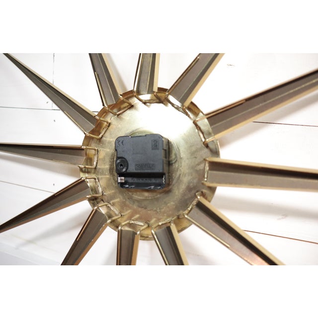 Gold Vintage Mid Century Sessions Starbust Wall Clock 50's 60's Modern Retro Gold Black For Sale - Image 8 of 10