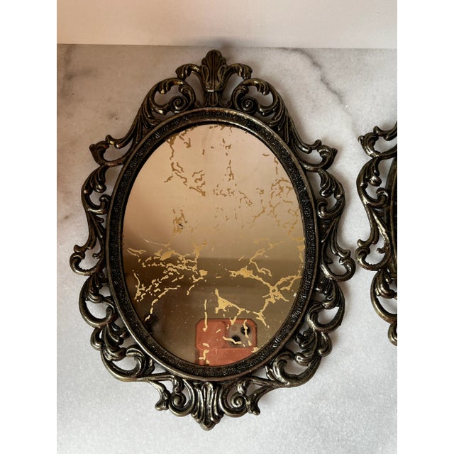 Vintage Regency Style Ornate Marble Wall Mirror Set of 2 For Sale - Image 4 of 9
